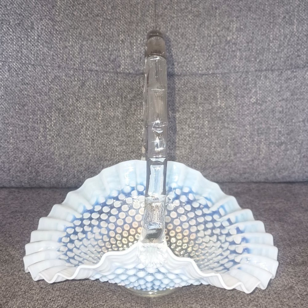 Antique Fenton White/Clear Opalescent Basket